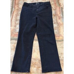 Good American Good Straight Jeans Womens Black Denim Stretch Everyday Comfort 15